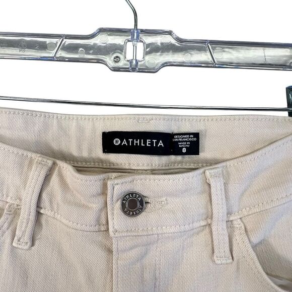 Athleta Women's Size 8 Beige neutral Flex Straight Cropped High Rise Jeans - Picture 6 of 16